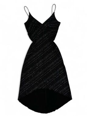 Women’s Vintage 90’s City Triangles Midi Black Sparkly Striped Cocktail Dress M